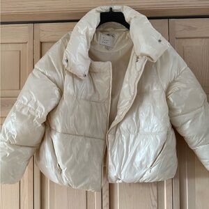 A New Day Women's Shiny Cream Puffer Jacket